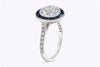 GIA Certified 2.15 Carats Old European Cut Diamond with Sapphire Halo Engagement Ring in Platinum