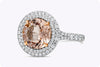 3.01 Carats Brilliant Round Morganite with Diamond Halo Engagement Ring in Platinum
