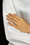 GIA Certified 0.50 Carat Yellowish Green Diamond Halo Three-Stone Engagement Ring in Platinum
