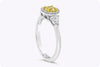 GIA Certified 0.50 Carat Yellowish Green Diamond Halo Three-Stone Engagement Ring in Platinum