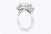 GIA Certified 3.02 Carats Brilliant Round Diamond Three-Stone Engagement Ring in Platinum