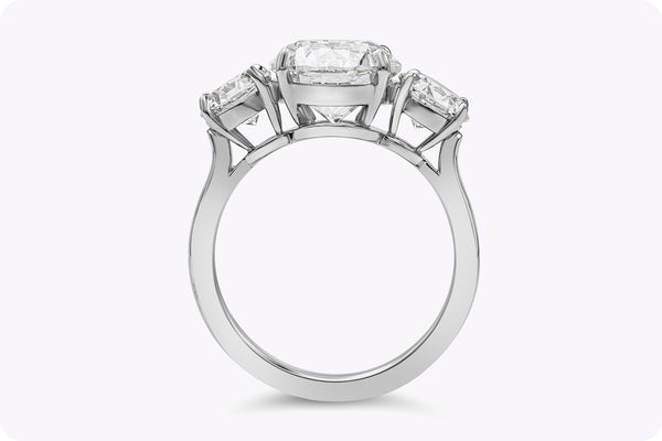 GIA Certified 3.02 Carats Round Brilliant Cut Diamond Three-Stone Engagement Ring in Platinum