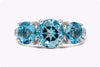 2.94 Carats Total Round Cut Aquamarine Three-Stone Engagement Ring in White Gold