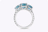 2.94 Carats Total Round Aquamarine Three-Stone Engagement Ring in White Gold