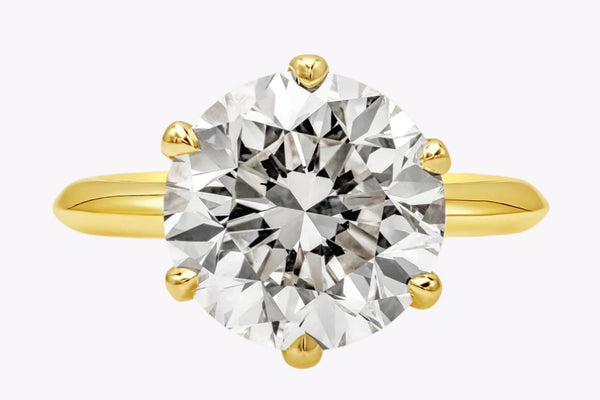 GIA Certified 5.48 Carats Round Diamond Solitaire Engagement Ring in Yellow Gold