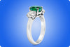 GIA Certified 1.87 Carat Round Rare Russian Green Emerald and Diamond Three-Stone Engagement Ring in Platinum