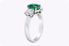 GIA Certified 1.87 Carats Round Cut Emerald & Diamond Three-Stone Engagement Ring in Platinum