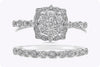 0.71 Carat Total Round Diamond Halo Engagement Ring & Wedding Band Set in White Gold