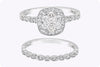 0.68 Carat Total Round Diamond Halo Illusion Engagement & Wedding Ring Set in White Gold