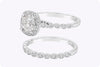 0.68 Carat Total Round Diamond Halo Illusion Engagement & Wedding Ring Set in White Gold