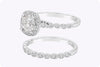 0.68 Carats Total Round Diamond Halo Illusion Engagement and Wedding Ring Set in White Gold