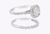0.68 Carats Total Round Diamond Halo Illusion Engagement and Wedding Ring Set in White Gold