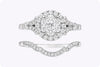 0.72 Carat Total Round Diamond Halo Illusion Engagement & Wedding Ring Set in White Gold