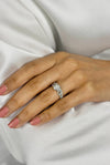 0.68 Carats Total Cluster Diamond Halo Engagement Ring and Wedding Band Set in White Gold
