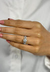 0.68 Carat Total Diamond Cluster Engagement Ring & Wedding Band Set in White Gold
