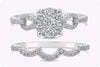 0.68 Carat Total Diamond Cluster Engagement Ring & Wedding Band Set in White Gold