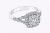 0.88 Carats Total Brilliant Round Cluster Diamond Cushion Shape Halo Engagement Ring in White Gold