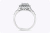 0.88 Carats Total Brilliant Round Cluster Diamond Cushion Shape Halo Engagement Ring in White Gold