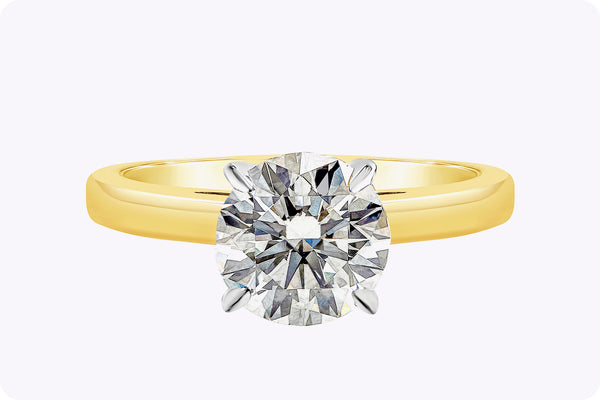 GIA Certified 1.57 Carats Round Brilliant Cut Diamond Solitaire Engagement Ring in Two-Tone