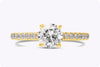 GIA Certified 0.73 Carats Brilliant Round Cut Diamond Pave Engagement Ring with Side Stones in Yellow Gold