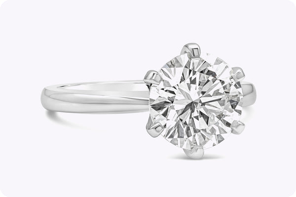 GIA Certified 2.51 Carats Round Brilliant Cut Diamond Solitaire Engagement Ring in White Gold