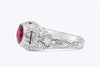 GIA Certified 1.60 Carats Round Cut Ruby with Diamond Antique Engagement Ring in Platinum