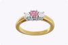 GIA Certified 0.23 Carat Round Cut Argyle Pink Diamond Three-Stone Important Engagement Ring in 18k Two-Tone Gold
