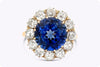 12.50 Carats Total Round Cut Sapphire & Diamond Cocktail Ring in Yellow Gold