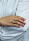 GIA Certified 5.92 Carats Total Round Brilliant Cut Diamond Three-Stone Engagement Ring in Yellow Gold