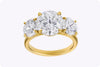GIA Certified 5.92 Carats Total Round Brilliant Cut Diamond Three-Stone Engagement Ring in Yellow Gold