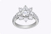 GIA Certified 2.57 Carats Total Round Brilliant Cut Diamond Floral Ring in Platinum