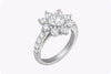 GIA Certified 2.57 Carats Total Round Brilliant Cut Diamond Floral Ring in Platinum