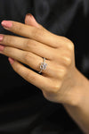 0.57 Carat Total Brilliant Round Diamond Compass Set Floral Halo Engagement Ring in White Gold