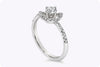 0.57 Carat Total Brilliant Round Diamond Compass Set Floral Halo Engagement Ring in White Gold