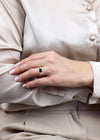 GIA Certified 2.47 Carats Total Round Cut Teal Sapphire and Diamond Three-Stone Antique Engagement Ring in Yellow Gold