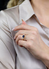 GIA Certified 2.47 Carats Total Round Cut Teal Sapphire and Diamond Three-Stone Antique Engagement Ring in Yellow Gold