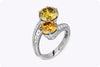 GIA-Certified 8.38 Carats Total Fancy Colored Diamond Bypass Ring in Platinum