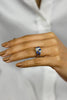 1.89 Carats Total Diamond and Blue Sapphire Wedding Band and Engagement Ring Set in White Gold