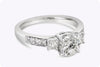 1.28 Carat Total Round Cut Diamond With Side Stones Engagement Ring in Platinum