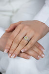 GIA Certified 1.52 Carats Brilliant Round Fancy Intense Yellow Diamond Halo Engagement Ring in White Gold