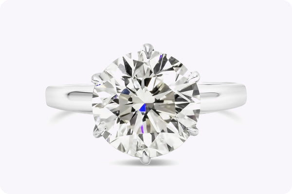 GIA Certified 4.01 Carats Round Brilliant Cut Diamond Solitaire Engagement Ring in White Gold