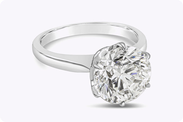 GIA Certified 4.01 Carats Round Brilliant Cut Diamond Solitaire Engagement Ring in White Gold