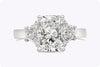 GIA Certified 3.00 Carats Radiant Cut Diamond Three-Stone Engagement Ring in Platinum