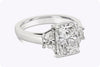 GIA Certified 3.00 Carats Radiant Cut Diamond Three-Stone Engagement Ring in Platinum