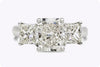 GIA Certified 3.03 Carat Radiant Cut Diamond Three-Stone Engagement Ring in Platinum