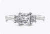 GIA Certified 1 Carat Radiant Cut Diamond Three-Stone Engagement Ring in Platinum