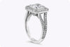 GIA Certified 2.54 Carat Radiant Cut Halo Split Shank Engagement Ring in Platinum
