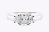1.34 Carats Total Mixed Cut Brilliant Diamond Three Stone Engagement Ring in Platinum