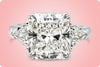 GIA Certified 7.41 Carats Radiant Cut Diamond Three-Stone Engagement Ring in Platinum