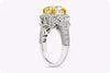 GIA Certified 3.40 Carats Radiant Cut Yellow Diamond Halo Engagement Ring in Yellow & White Gold